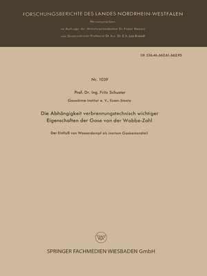 cover image of Die Abhängigkeit verbrennungstechnisch wichtiger Eigenschaften der Gase von der Wobbe-Zahl